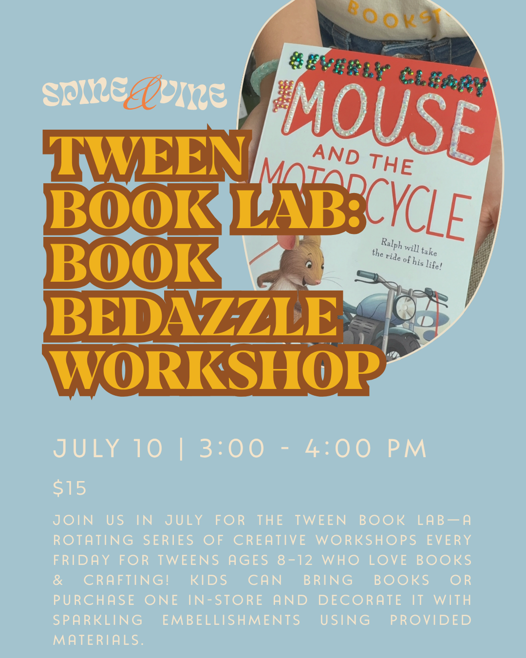 Tween Book Lab (Ages 8 - 12): Book Bedazzle Workshop July 10th