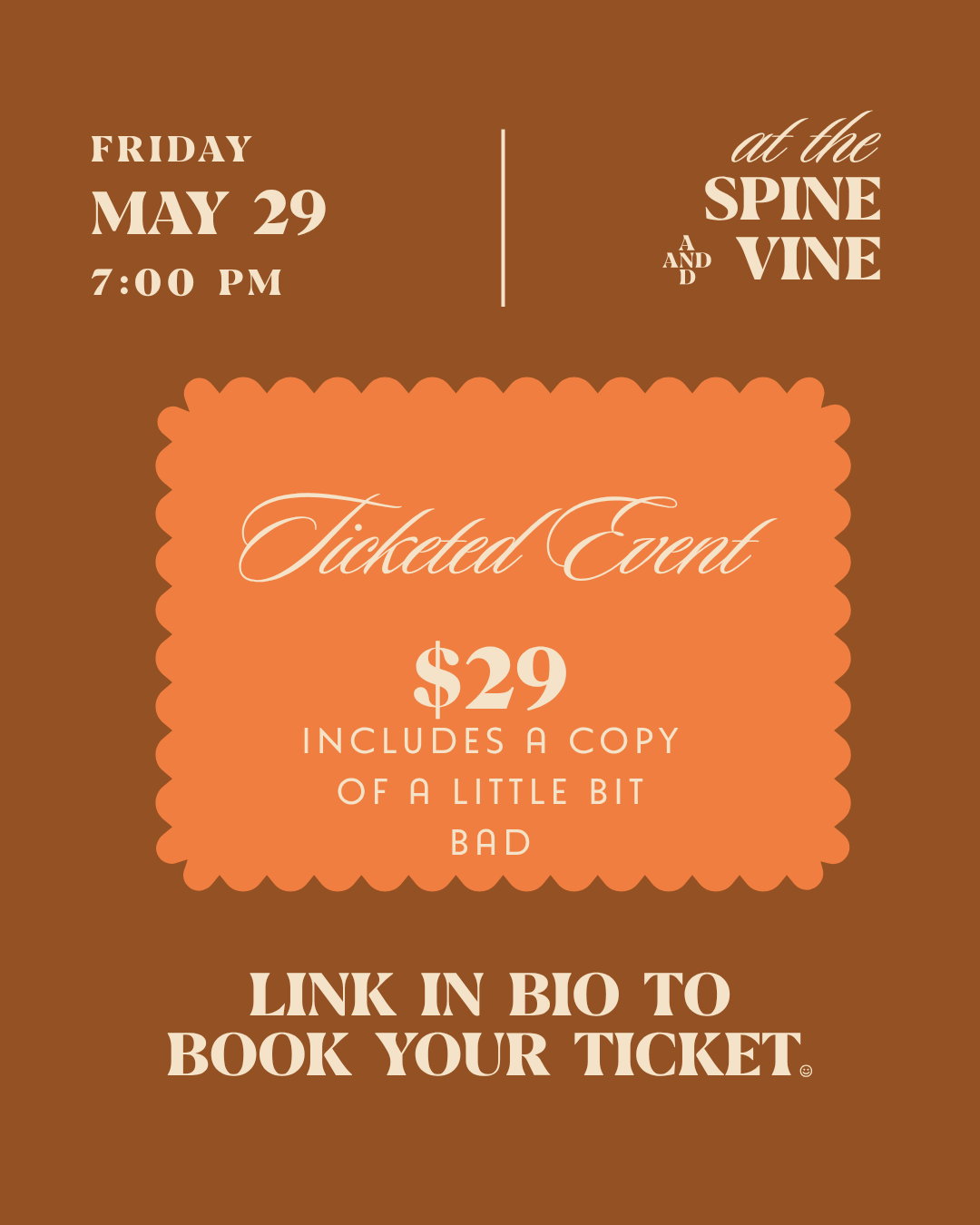 Cassandra Neyenesch discussing A LITTLE BIT BAD with Sandy Robertson May 29TH at 7:00PM