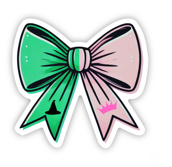 Wicked Friendship Bow Sticker – Green & Pink Wizard of Oz