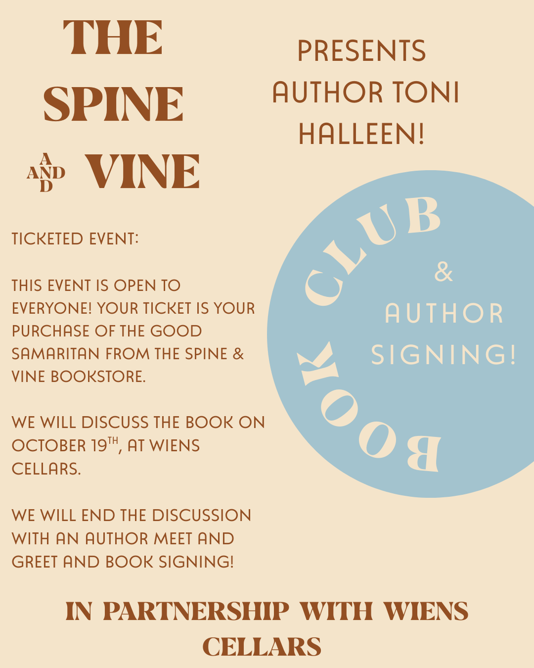 Book Club + Author Signing: Oct. 19th, 2025- Toni Halleen will join our book club to discuss and sign The Good Samaritan!