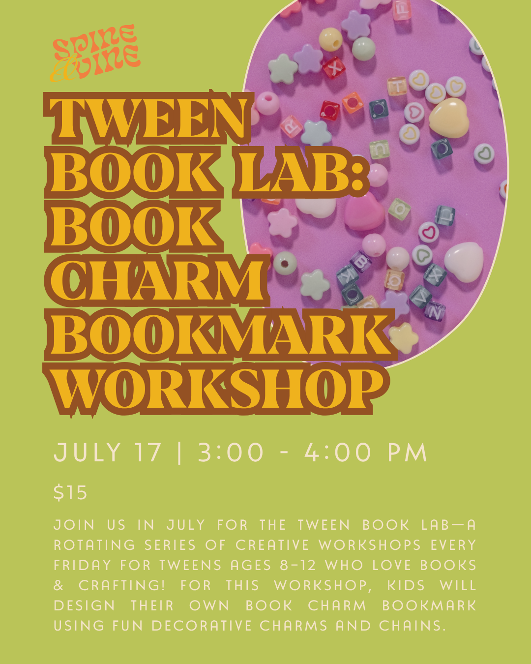 Tween Book Lab (Ages 8-12): Book Charm Keychain & Bookmark Workshop