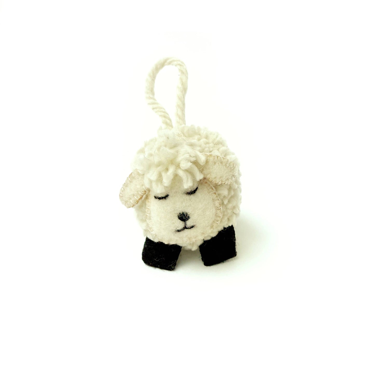 Pom-Pom Sheep Embroidered Wool Christmas Ornament