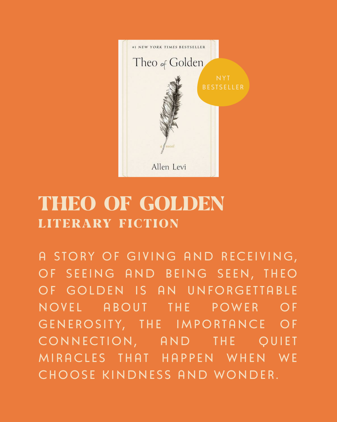 Best Sellers Book Club: Theo of Golden by Allen Levi May 7th