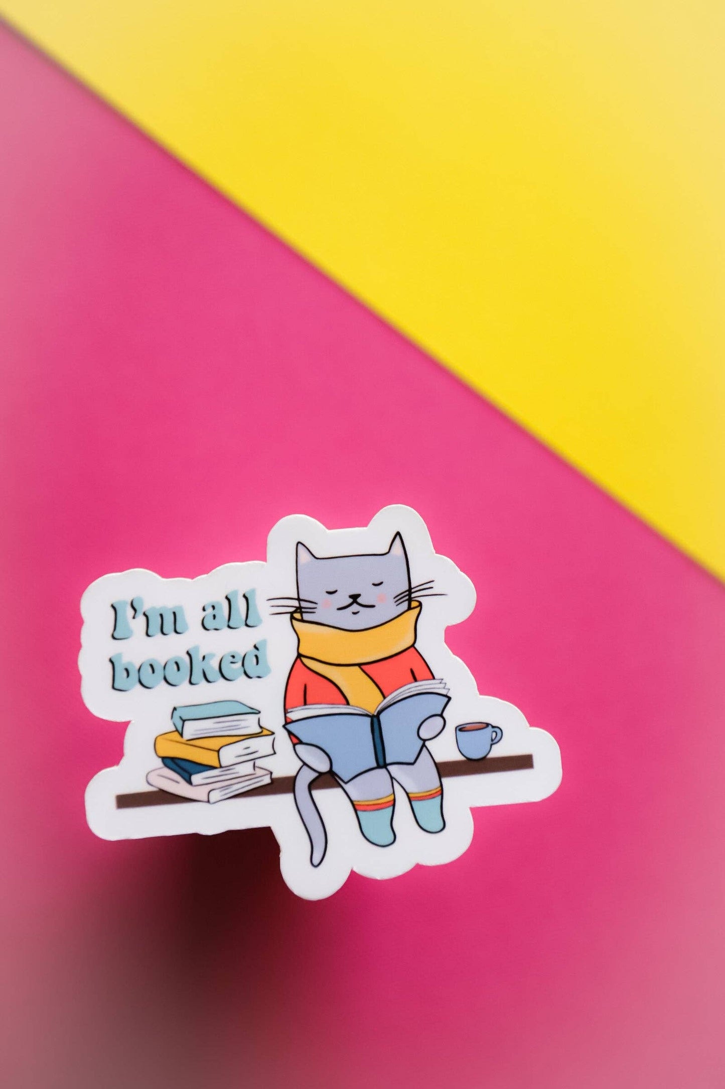 I'm All Booked Cat Sticker