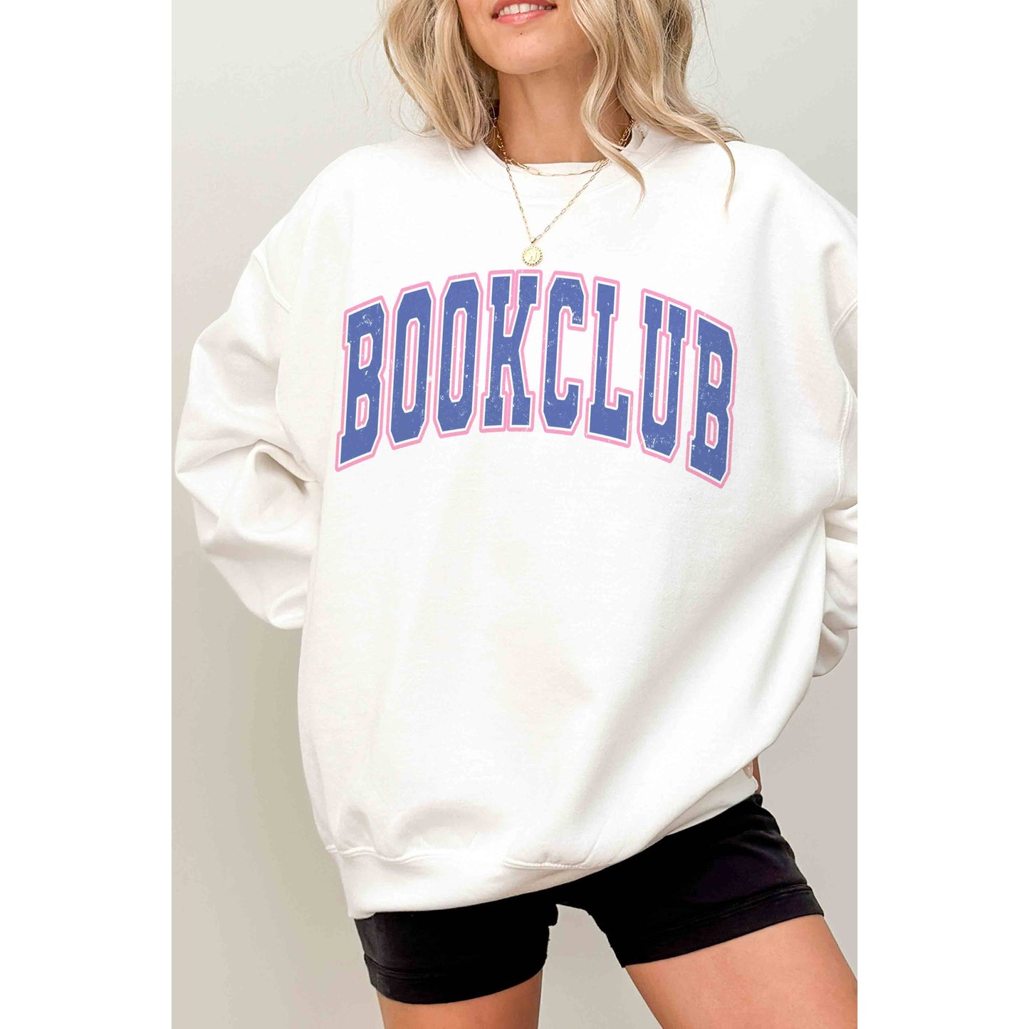 BOOKCLUB Oversized Graphic Sweatshirts (Colors: Ash, White, Sand)