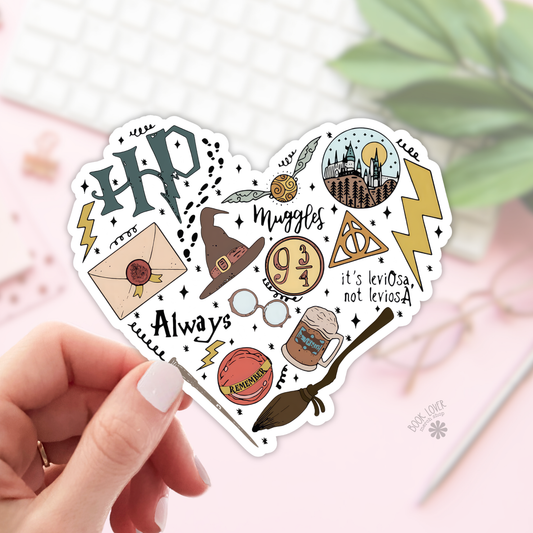 Magical Wizards Heart Stickers / Harry Bookish Stickers