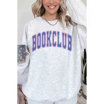 BOOKCLUB Oversized Graphic Sweatshirts (Colors: Ash, White, Sand)