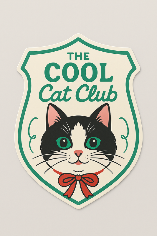 Cool Cat Club Sticker – Retro Cat Vinyl Sticker | Cute Pet