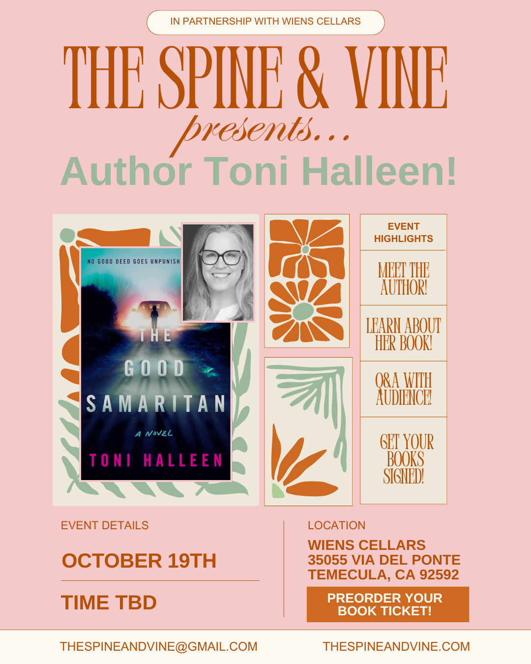 Author Event Oct. 19th, 2025-- PREORDER: Toni Halleen Discussing THE GOOD SAMARITAN (Signed Books!)
