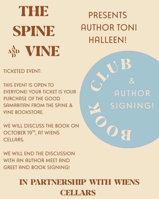 Book Club + Author Signing: Oct. 19th, 2025- Toni Halleen will join our book club to discuss and sign The Good Samaritan!