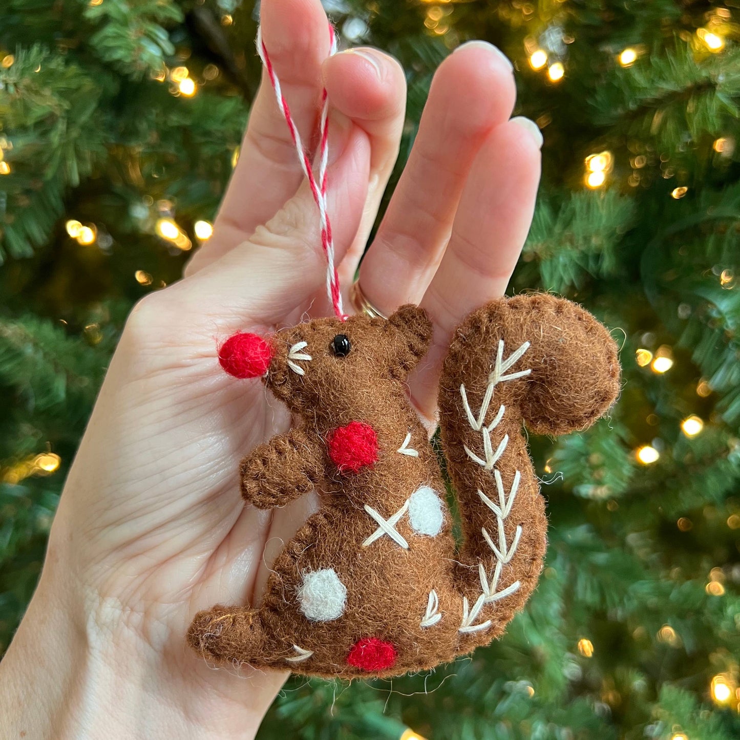 Squirrel Felt Wool Christmas Ornament