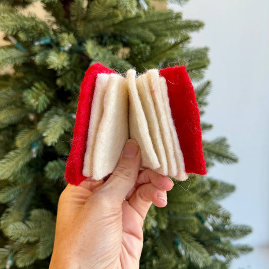 Book Felt Wool Christmas Ornament